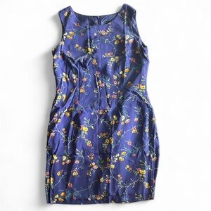 Vintage John Roberts Purple Floral Sheath Mini Dress
